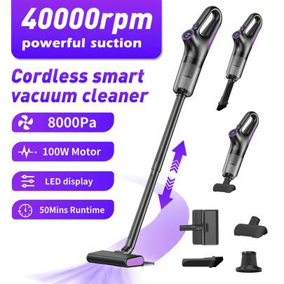 8000PA High Suction Handheld Stick Vacuum Cleaner, Equipped With 3 Pcs 2000mAh Batteries For Long Runtime, Multi-Accessory Combo Set, Car Portable Powerful Dust Removal USB Charging Pet Hair Cleaning, 4 Seasonal Gift Options, Perfect Gift Idea - Ideal For Sofa, Carpet And RV/Mother's Day Wife Gift! Multifunctional Pole-Style High-Power Handheld Vacuum Cleaner Set