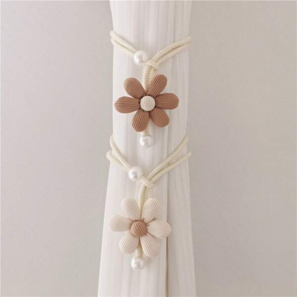 1pc 3D Floral Printed Window Curtain Tie Backs, Kids Room Decor Mosquito Net Rope, Various Tying Methods