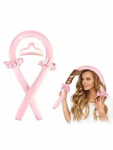 4件套免加热卷发DIY美发工具套装，含发夹和发圈，可佩戴过夜，打造卷发造型，适合长发、浓密发、细软发、卷发或直发。圣诞礼物、感恩节礼物、教师节礼物、秋冬季发饰、美发造型工具