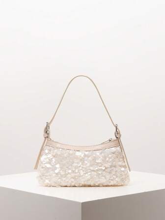 Paljettväska i axelband, Bröllopsfest, Damhandväska i premiumstil, Balväska, Balaccessoarer, Elegant damväska, Bröllopsartiklar, Glittrig balkutsch (slumpmässigt mönster)