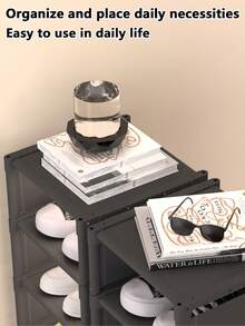 1 Zapatero de múltiples niveles, sencillo, a prueba de polvo, ahorra espacio, sin montaje, adecuado para entrada, armario, pasillo, sala de estar, garaje