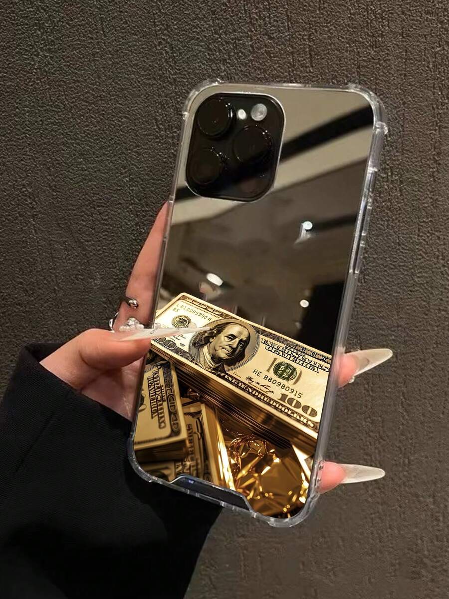 金色资本主义生活图案镜面防摔手机壳适用于 16/11/12/13/14/15/15pro/15 Plus/15 Promax/7plus/8plus/X/Xs Max/Xr/11pro/12pro/13pro/14pro/12mini/13mini/11promax/12promax/13promax/14promax/14plus/6/6s/6plus/7/8/16Pro/16plus/16promax/Se&兼容三星 Galaxy/A54/A14/A12/A13/A15/A32/A33/A24/A52S/S20/S21/S22/S23/S24/S23Plus/S24ultra/S25/A15/A33/A23