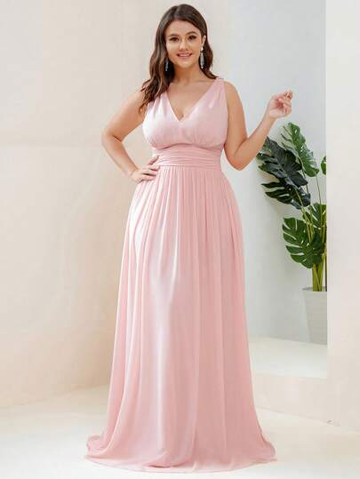 Sexy Backless High Waist Sleeveless Pink Formal Dress, Suitable For Summer Wedding Party And Bridesmaid