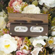 Engraved Flip Wooden 2 Ring Box Wedding -Rustic Vintage Solid Wood Rectangle Jewelry Storage Box - màu đen - Xem 10
