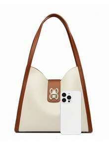 时尚大容量单肩包 PU 皮革配毛绒吊坠斜挎包复古手提包女士女孩时尚设计师手提包女士皮革斜挎包单肩手提包别致女士晚装钱包