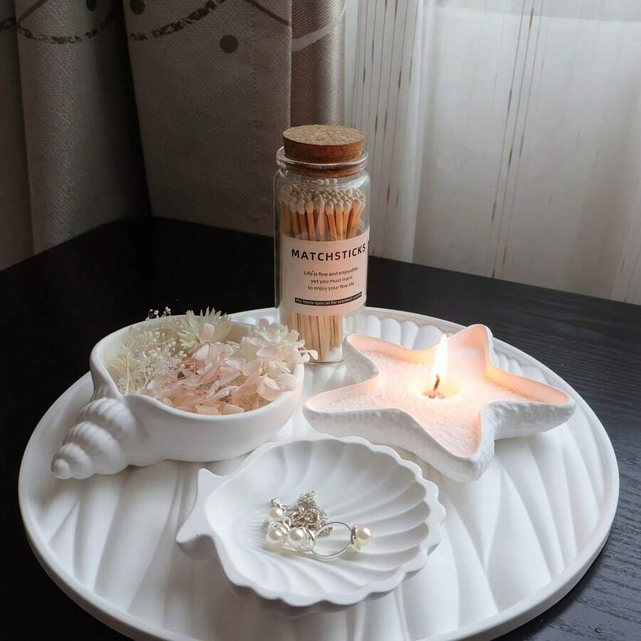 1件/4件 矽膠模具 貝殼、海星與蠟燭台 - DIY海洋黏土內嵌件、環氧樹脂鑄件,完美適用於珠寶展示與家居裝飾,家居裝飾模具 | 貝殼裝飾 | 環氧樹脂模具 - 白色 - 查看 1