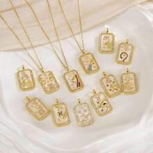 女士镶嵌人造锆石盾形吊坠，十二生肖彩色诞生石吊坠项链，送给妈妈/女儿/爱人朋友的最佳珠宝礼物 - 牡羊座 - 查看 5