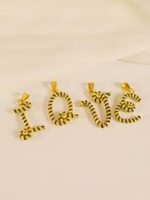 MECYLIFE 1pc Women's New Twisted Cable Letter Necklace With Zirconia Diamond Embellished Letter Pendant, Black Ombre Chain Jewelry