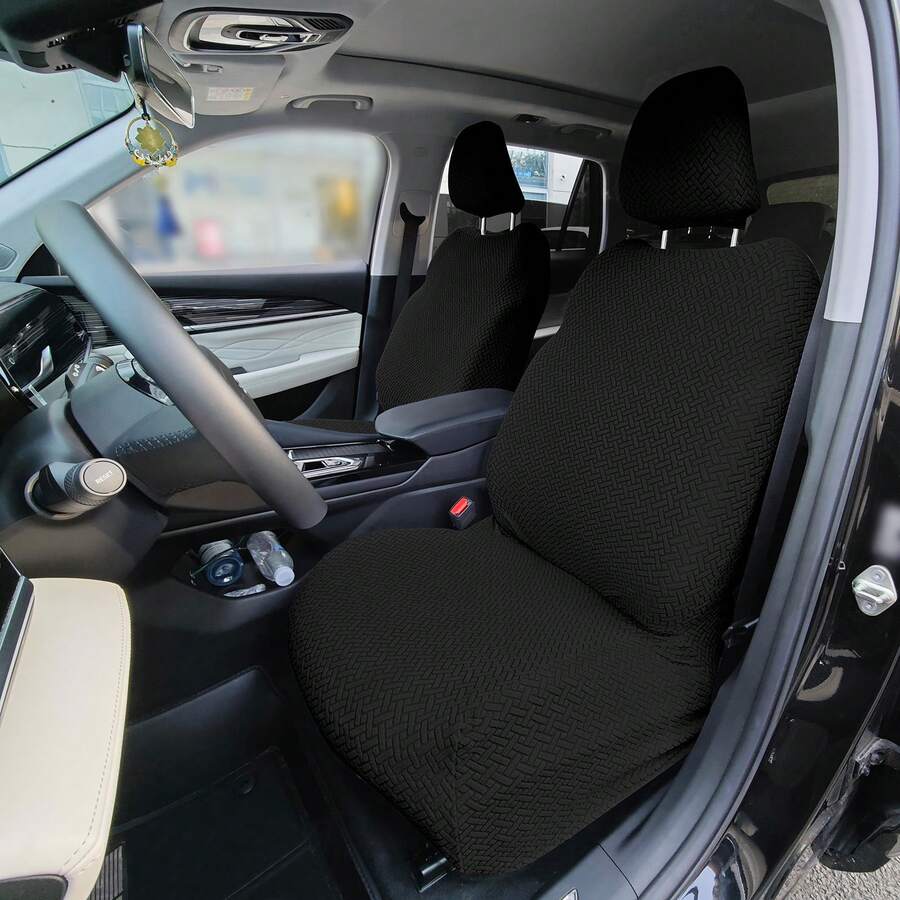 2PCS Car Front Seat Cover Car Seat Cover With Storage Pocket Washable Split Automotive Seat Cover Protector For Truck,Van ,SUV Seat Covers Front Kit Protector Washable Cover For All Car Models - Black - View 1