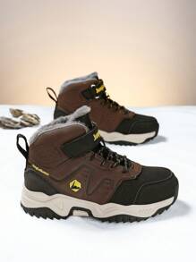 1 Pair Children's Fleece Outdoor Hiking Shoes, Kids Winter Shoes, Warm & Comfortable, Suitable For Boys & Girls Daily Casual And Outdoor Hiking, Camping, New Autumn/Winter Collection