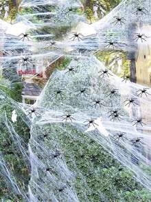 1 pièce Décoration d'Halloween Toile d'araignée blanche artificielle élastique pour la scène d'une maison hantée, la fête d'Halloween à la maison et la décoration - Multicolore - Voir 4