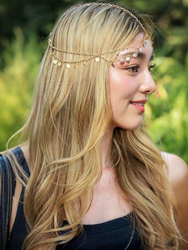 1 pieza Accesorio de cabello con estilo bohemio de moda, adecuado para usar diariamente como joyería para la cabeza, pieza de joyería para el cabello, cadena para el cabello