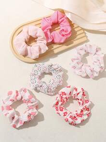 1pc Cute Pink Sweet Girl Coiled Hair Scrunchies Set, Suitable For Daily Life, Vacation And Leisure