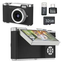 Cámara digital con zoom digital 8X, cámara para vlogging con pantalla IPS de 2.4 pulgadas, recargable, cámara profesional para adolescentes y principiantes, con lector de tarjetas, OTG, compatible para tomar fotos, grabar videos y usar como webcam. Regalo ideal para Acción de Gracias, Navidad, Año Nuevo, Temporada de Graduación, Día del Niño, Festival de Mediados de Verano, 66 Grandes, Día del Padre, Primer día de Verano, Día de la Independencia y Temporada de Regreso a Clases
