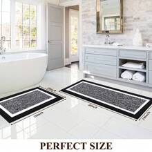 Bộ thảm phòng tắm Pauwer 3 món, Bộ thảm tắm Microfiber Shaggy, Thảm trải sàn siêu mềm chống trượt, Thấm hút tốt, kèm bồn cầu hình chữ U cho phòng tắm, bồn tắm, vòi hoa sen, trang trí mùa thu, lối vào, phòng tắm, nhà bếp - màu đen - Xem 11