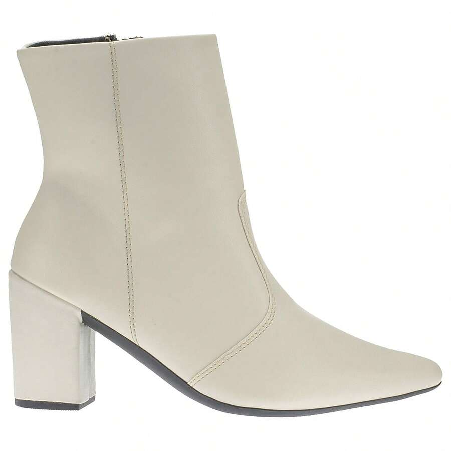 Women's Thin Sole Short Boot Block Heel Social Comfortable Elegant Fashion New Release - 白色 - 查看 1