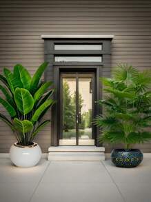 2pcs Large Artificial Palm Plants, Big Faux Banana Tree & Fan Leaf Tropical Plant Decor With 24 Leaves, Simulated Plant Arrangement, Lifelike Plastic Broad Leaf Plant Decoration, Evergreen & Realistic Tall Tropical Plants, Wide Leaf Tropical Rainforest Decorative Trees, Suitable For All Seasons Artificial Tree Potted Plants, Decoration For Home, Party, Office, Garden, Hotel, Indoor, Outdoor Decor, Home Decor