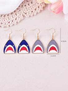 1 par de pendientes con diseño de tiburón lindo para mujeres, decoración de joyería para fiestas