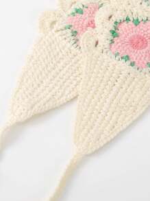 1pc Handcrafted Crochet Cherry Blossom Headband - Sweet Lace-Up Braided Bandana, All-Match Floral Hair Accessory For Women, Vintage Style With Pink And White Flowers, Cute Hair Accessory | Laceup Headband | Crocheted Flowers, Hair Accessories Fashion Hair Accessories Classic Hair Bands
