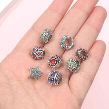Large Hole Metal Spacer Beads For Bracelet Necklace Jewelry Making, Rhinestone Focal Beads For Pen Hair Keychain, Mixed Style