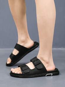 Sandały letnie męskie, miękkie kapcie z korka, drewniane chodaki, skórzane kapcie z ultrawłókna, codzienne, z podwójną klamrą, duże rozmiary, męskie buty codzienne, sportowe kapcie, buty pod prysznic