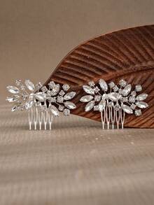 2件套欧式新款水钻不对称发梳套装，适用于新娘盘发造型、工作室配饰、情人节配饰