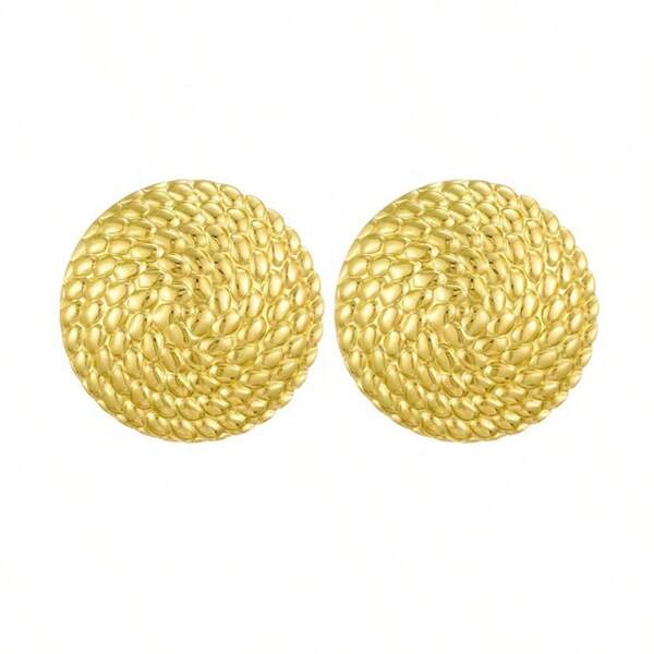 1 Pair Fashion Geometric Circle Stud Earrings, Stainless Steel Titanium Steel Elegant Earrings For Women, Commuting Accessories