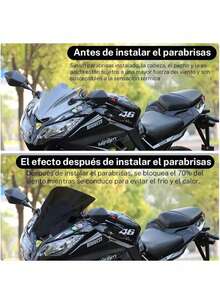Black Motorcycle Windshield Rain Protection - Black - View 9