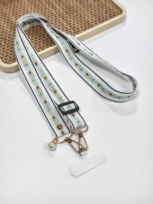 时尚花卉尼龙手机斜挎挂绳颈绳珍珠吊坠手链链子兼容通用配件 - 彩色 - 查看 4