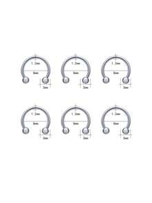 12pcs Stainless Steel Simple Style Nose Rings, Suitable For Night Market, Party, Festival, Birthday Gift For Women - Silver - View 4