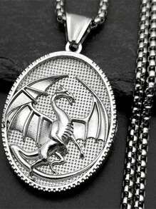 Vintage Fantastic Western Dragon Medal Pendant Necklace For Women Men Stainless Steel Gold Silver Color Punk Jewelry Gift