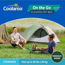 Coolaroo On-The-Go Elevated Dog Bed - Foldable Pop-Up Travel Dog Bed With Breathable, Moisture-Resistant Fabric, Carry Bag Included, Lightweight & Portable, Emerald Green, Standard - 翡翠綠 - 查看 2