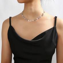 1 Stück Boho-Stil handgemachte goldene Halskette mit Kunstperle und Seestern, einfache elegante Halskette mit hochwertiger Ausstrahlung, geeignet für den täglichen Gebrauch, Strandurlaub, Dates, Geschenk für Familie/Freunde
