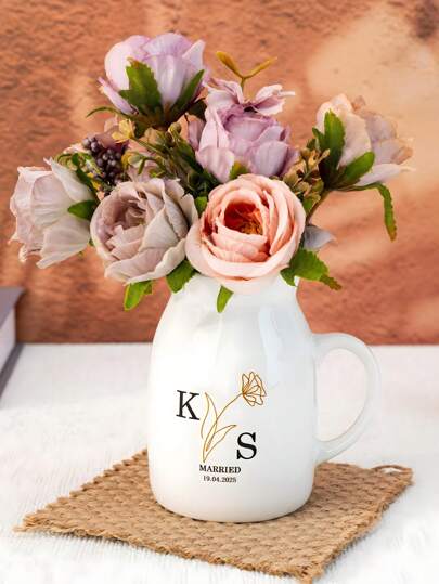 Custom Wedding Vases Personalized Ceramic Vases With Couple Initials And Date, Romantic Floral Pitchers, Bride And Groom Table Centerpieces, Elegant Rustic Wedding Favors, Engagement Anniversary Bridal Shower Keepsakes, Spring Summer Fall Customizable Home Decor Aesthetics, Home Decor, House Decor, Garden Decor, Gardening Decor, Best Gifts For Family, Wedding Decor
