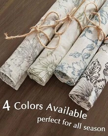 JINCHAN Linen Floral Fall Placemats Set Of 4 Cloth Table Mats Rustic Cottagecore Jacobean Outdoor Seasonal For Kitchen Dining Table Decor Non-Slip Washable Tablemats 13x19 Inch Green - 花卉 |灰色的 - 查看 4