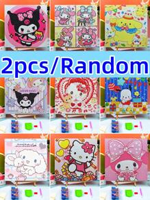 Sanrio 1Pc Hello Kittys Kuromis Cinnamorolls My Melodys 5D DIY Diamond Art Painting Set With Photo Frame Cute Kitty Cat Diamond Art Painting Making Beginner Gift(Some Parts May Be Random)No Picture Frame