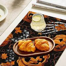 1/4/6 件万圣节系列、南瓜、骷髅手、蝙蝠印花装饰餐垫，适用于派对、厨房、餐桌装饰、桌垫/咖啡杯杯垫，100% 亚麻印花，可手洗 - 非常适合餐桌、餐厅、生日和派对装饰、家居装饰 - ZYMCD-287 - 查看 8