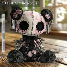 2D Flat 0.3cm Thick Gothic Horror Doll Acrylic Desktop Decoration - Dark Bohemian Style With Skeleton Face, Sewn Eyes And Lace Skirt, Halloween Christmas Bar Cafe Decor, Unique Friend Gift, 2D Flat Design, Halloween Home Decor, Shocking Aesthetics, Exquisite Craftsmanship, Alternative Ornament