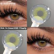 EYESHARE 1 对/2 件彩色隐形眼镜自然棕色眼睛镜片适合灰色眼睛化妆美丽瞳孔蓝色柔软彩色美瞳绿色镜片，舒适适合日常佩戴或约会、年度使用，14.2 毫米万圣节服装角色扮演 - 年拋 - 查看 15