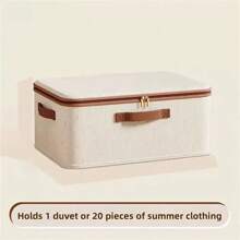 2-pack opbergbakken met ritssluiting, stoffen opbergmanden met deksel, opvouwbare, wasbare kastplank, kledingorganizer en handgrepen (beige)