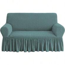 Armchair Slipcover Burgundy Armchair Covers Easy Fitted Sofa Couch Cover Universal High Stretchable Durable Furniture Protector With Skirt Country Style (1 Seater Wine Red) - Sage - View 1
