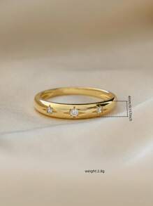 1pc Luxury Floral Zirconia Copper Ring Jewelry Accessory For Women