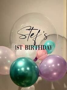 1pc Customized Happy Birthday Balloon, Personalized Name Birthday Transparent Balloon, Customized Balloon Sticker, Balloon Tag, Customized Vinyl Sticker, Birthday Balloon Sticker, Party Balloon Sticker, Design Your Own Balloon, Valentine's Day Gift, Art Activity - Multicolor - View 8