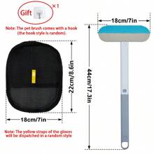 1 pieza Conjunto multifuncional de cepillo para mascotas y guante quitapelos electroestático, diseño de eliminación de fieltro bidireccional, lavable para una limpieza fácil, apto para eliminar el pelo de gatos y perros, limpiar alfombras, camas, ropa, árboles para gatos, grietas de sillas y vidrio, artículos de limpieza para mascotas, necesidades para perros y gatos, cepillo para gatos y perros