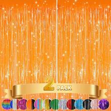 2Pack Silver Metallic Tinsel Foil Fringe Curtains, Door Streamer Photo Booth Backdrop Birthday Wedding, Graduation Engagement Bridal Shower Bachelorette Party Decorations Dancing Ball Party - 橘子 - 查看 1