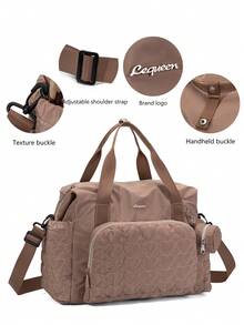 LEQUEEN 1 件装牛津布妈妈尿布包，大容量手提包，多功能休闲斜挎孕妇包，适合产前护理、外出、短途旅行、健身 - 卡其色 - 查看 9