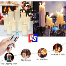 Tappovaly Flameless Flickering Battery Operated Candles 9pack Real Wax Pillar LED Candles With 10-Key Remote Control And 24 Hours Timer For Wedding, Party, Home Decoration (Ivory) - 9包象牙色真蠟 - 查看 4