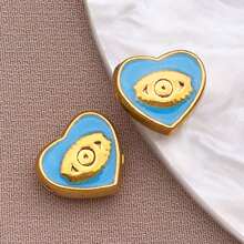2pcs Fashion Enamel Stainless Steel Devil Eye Spacer Beads Charm High Quality Gold Plated Eye Spacer Beads Jewelry Findings For Necklaces, Bracelets, Earrings, Jewelry Making And DIY Crafts