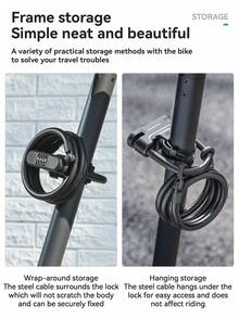 ROCKBROS 无钥匙踏板车锁，高强度防盗，易于存放，适用于自行车、摩托车、踏板车 - 彩色 - 查看 8