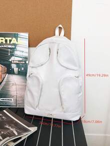 1 件拉链封口尼龙材质多口袋背包，纯色战术大容量背包，书包 - A - 查看 9